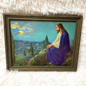 Vintage Christ on the Mount of Olives by Josef Untersberger - Ornate Framed Art